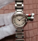 Replica Cartier Ballon Bleu Ladies 28mm SS White Dial SS Bracelet Ronda Quartz - Image 4