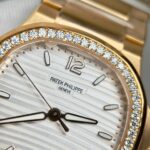 Patek Philippe Nautilus 7118 Best Replica Watches White Dial Bezel Moissanite Diamonds 35.2mm - Image 4