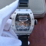 Replica Richard Mille RM069 SS Fake Tourbillon Skeleton Dial Black Rubber Strap A23J