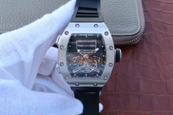 A8A12E74-BB4D-E83A-2984-163DF4CECC2F.jpg Replica Richard Mille RM069 SS Fake Tourbillon Skeleton Dial Black Rubber Strap A23J - Image 1