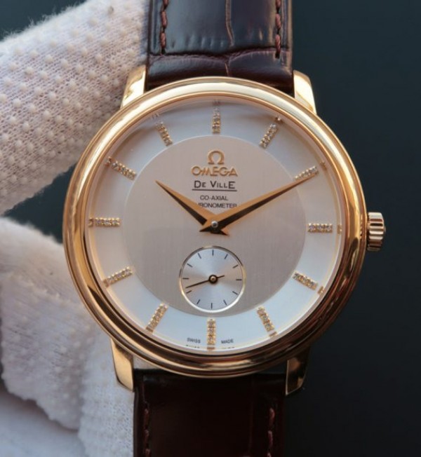 AA097494-6D42-7806-DA8F-C37F5B28CB14.jpg Replica Omega MKF De Ville 39mm RG Co-Axial White Dial Diamonds Markers Leather A2202 - Image 1