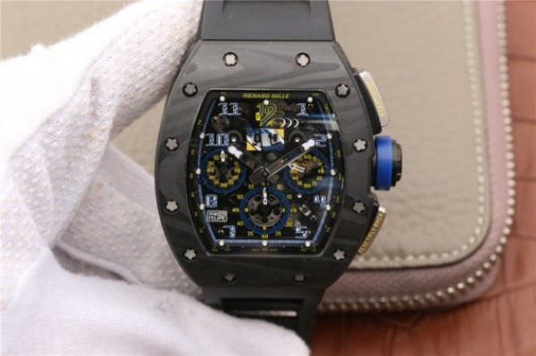 AA636CB7-CFC5-A9F6-5AE5-198525A6E900.jpg Replica Richard Mille RM011 SS Felipe Massa 10th Anniversary KVF Crystal Skeleton Dial Blue Black Rubber Strap A7750 - Image 1