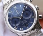 Replica Omega OMF De Ville Chronograph 42mm Blue Dial SS Bracelet A9300 - Image 3
