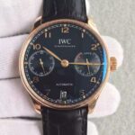 Replica IWC ZF Portuguese RG IW5007 Black Dial Leather Strap A52010