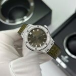 Hublot Classic Fusion Titanium Green Replica Watch Custom Moissanite Diamonds 33mm - Image 5