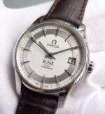 Replica Omega V6F De Ville Hour Vision Co-Axial 41mm SS White Dial Brown Leather Strap A8500 - Image 2
