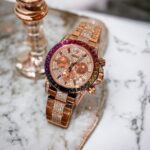 Rolex Daytona Rainbow Replica Watch Gold Wrapped + Ruby + Moissanite Diamonds 40mm - Image 2