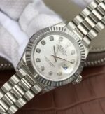 Replica Rolex DateJust 28mm Fluted Bezel White Dial Diamonds Markers Bracelet A2236 - Image 2