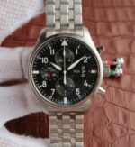 Replica IWC V6 Pilot Chrono IW377704 Black Dial SS Bracelet A7750