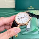 Rolex Replica 1:1 Watch Cellini 50525 White Face Black Leather Strap 39mm - Image 4