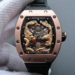 Replica Richard Mille RM057 Dragon Phoenix RG Case YG Dragon Dial Black Rubber Strap