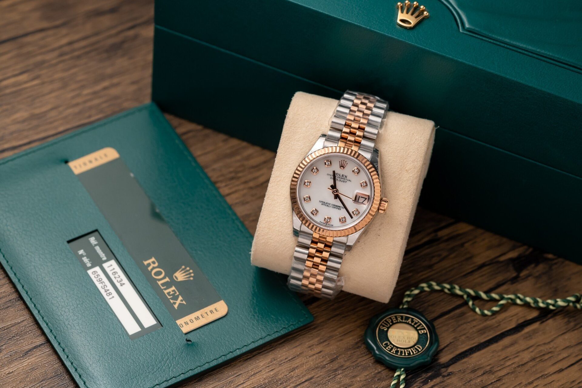 AEC733F1-9D8F-30C1-CF2A-80E6F0D23A31.jpg Rolex DateJust Replica Watch Demi Rose Gold 31mm - Image 1