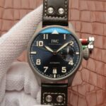Replica IWC Big Pilot Custom Made Sandblasted Case Blue Dial Leather Strap