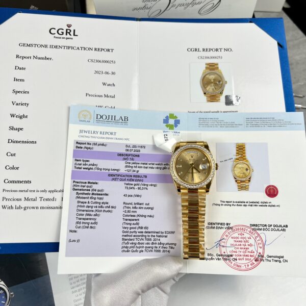 AFC9A87A-AA31-8A70-F7DA-2C4B6ACF7998.jpg Rolex Day-Date Gold Wrapped Replica Watch With Moissanite Diamonds GM V2 40mm - Image 1