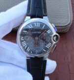 Replica Cartier Ballon Bleu De Cartier Chrono SS Black Dial A8101