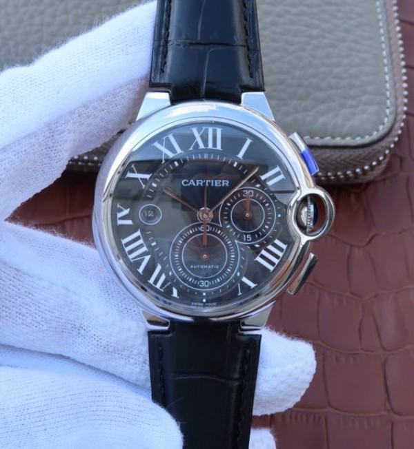 B0739613-40B3-1C7C-6542-1B5FEE8FB326.jpg Replica Cartier Ballon Bleu De Cartier Chrono SS Black Dial A8101 - Image 1