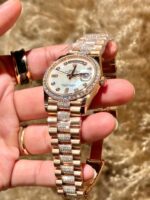 Rolex Best Replica Watch Day-Date Dial Mother Of Pearl Custom Gold Wrapped GMF 40mm - Image 6