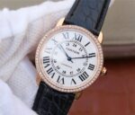 Replica Cartier Ronde De Cartier RG White Dial Diamonds Bezel Croco Strap A2892 - Image 2