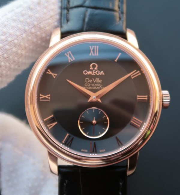 B13EF2F8-454B-526F-6205-2293AB8D9470.jpg Replica Omega MKF De Ville 39mm RG Co-Axial Black Dial Brown Leather A2202 - Image 1