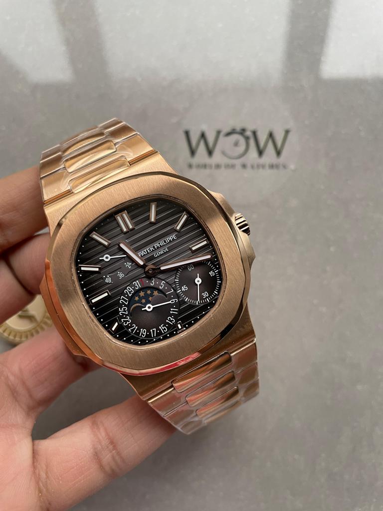B1E2E22E-912F-76D2-F6D0-BF5F0B25AE6E.jpg Replica PATEK PHILIPPE Nautilus Moon Phases 5712 RG Grey Dial on RG Bracelet PPF A240 - Image 1