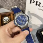 Hublot Replica Watch Big Bang Chronograph With Diamonds Bezel Blue Dial HB Factory 44mm - Image 2