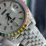 Rolex DateJust Replica Watch Full Moissanite Diamonds Hong Kong Dial Blue 41mm - Image 7