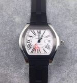 Replica Cartier Roadster SS White Dial Black Rubber Strap A2824