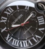 Replica Cartier V6F Ballon Bleu 42mm DLC All Black Black Textured Dial Leather Strap A1847 - Image 3