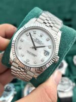 Rolex Rep 11 Watch DateJust Natural Mother of Pearl Dial With Moissanite Diamond Clean Factory 41mm - Image 3
