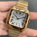 Fake cartier watch Santos large model mechanical movement Santos De Cartier Large Yellow Gold WGSA0029 GF(1:1 replica) - Image 7