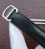 Replica Cartier Ballon Bleu Tourbillon SS Diamond Bezel Black Leather Strap - Image 7