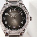 Fake Diamond Watch Replica Patek Philippe Twenty~4 Ladies Stainless Steel Grey Sunburst Dial 7300/1200A-010(1:1 replica) - Image 6