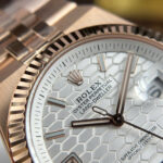 Rolex Land-Dweller 127235 Rose Gold Honeycomb Motif Dial Luxury Fake Watches 40mm - Image 5