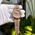 Rolex Day-Date Replica Watch Gold Wrapped End Moissanite Diamonds Baguette Custom 40mm - Image 2