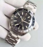 Replica Omega Planet Ocean 600M GMT Black/Silver Bezel Black Dial SS Bracelet A8906 - Image 2