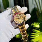 Rolex Daytona Rainbow Replica Watch 18K Gold Wrapped Customs Moissanite   Gemstones 40mm - Image 3