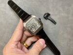 Fake Cartier watch Santos large model mechanical movement Black ADLC Steel Skeleton Dial WHSA0009 TWF(1:1 replica) - Image 7