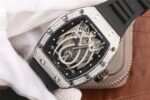 Replica Richard Mille RM 19-01 Tourbillon SS Full Paved Diamonds Case Skeleton Spider Dial Black Rubber Strap 6T51