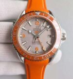 Replica Omega Planet Ocean SS GMT Gray Dial Orange Bezel Rubber Strap A8615
