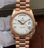 Replica Rolex Day-Date 40mm 228235 RG Noob Silver Dial Roman Markers RG President Bracelet A3255