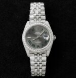 Rolex DateJust Best Copies Watch Dial Wimbledon Encrusted Moissanite Hong Kong 41mm - Image 2