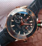 Replica Omega OMF Planet Ocean Master Chronometer SS/RG Blue Bezel Blue Dial Leather Strap A9901 - Image 2