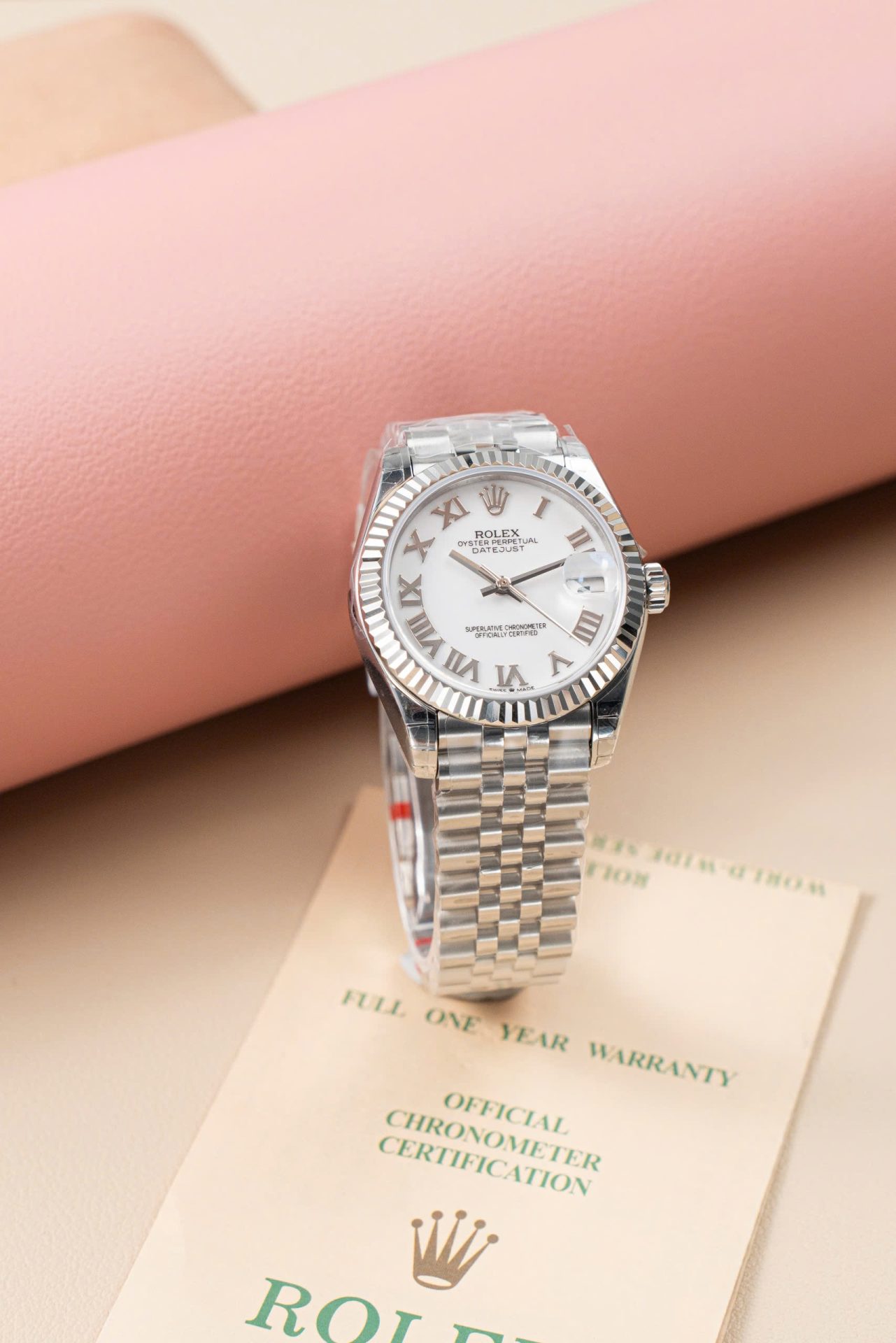 BDD209FA-AB2F-68CE-41D2-7072C127C709.jpg Rolex DateJust Lady Fake Watch White Dial Roman Numerals 31mm - Image 1