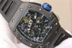 Replica Richard Mille RM011 SS Felipe Massa 10th Anniversary KVF Crystal Skeleton Dial Blue Black Rubber Strap A7750 - Image 3