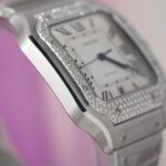 Cartier Replica 11 Watch Santos Moissanite Diamond Bezel White Dial BV Factory 39.8mm - Image 9