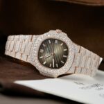 Patek Philippe Nautilus 5711 Replica Watch Gold Wrapped + Moissanite Diamonds Hong Kong Custom 40mm - Image 5