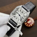 Cartier Santos Women’s White Dial Copies Watches Moissanite Diamonds Custom BV Factory 35.2mm - Image 3
