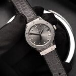Hublot Women s Replica 11 Watch Gray Dial Leather Strap HBF 33mm