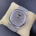 Fake diamond watch Patek Philippe Replica Nautilus Date Sweep Seconds White Gold/Diamonds Dial & Bezel 5719/10G-010 TWF(1:1 replica) - Image 3