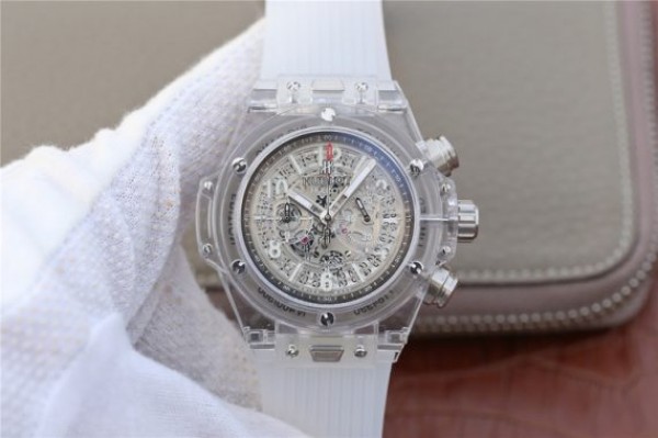 C1B04139-FC05-51D2-6FF1-3409F588F74C.jpg Replica Hublot Big Bang Unico Sapphire Plastic Case Skeleton Dial White Rubber Strap Jap Quartz - Image 1
